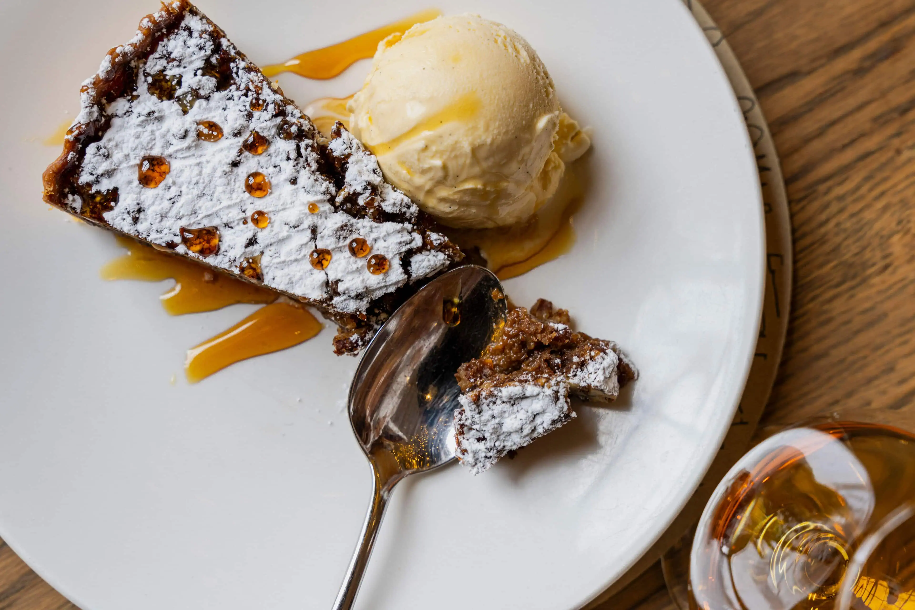 A7R06320 - 2023 - Quod Restaurant & Bar - Oxford - High Res - Festive, Dining, Pecan & Bourbon Tart, Vanilla Ice Cream, Pudding - Web Hero